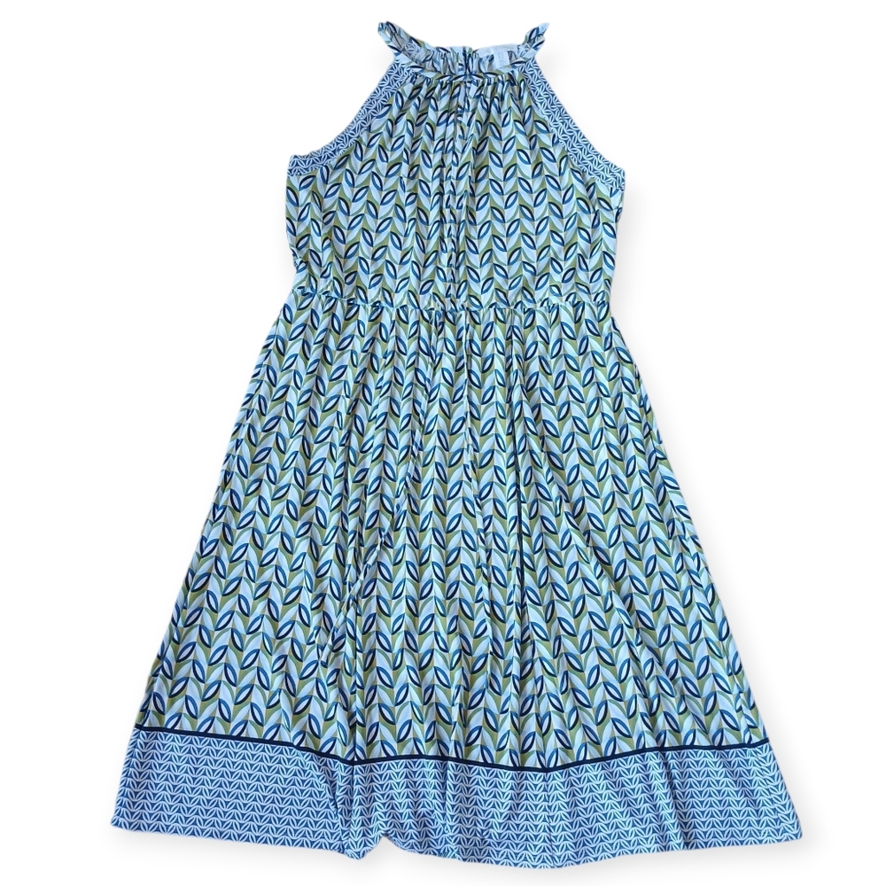 London Times Halter Style Midi Dress  Size 14, Multicolor Print